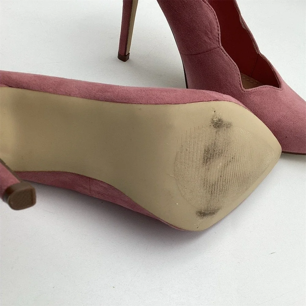 JustFab Womens Pumps‎ Mauve Pink Pointed Toe Stiletto Slip On Scalloped  Size 10
